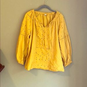 Yellow long sleeve summer blouse